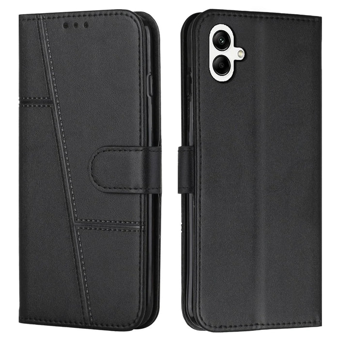For Samsung Galaxy A06 4G Case Stand Flip Protective Leather Phone Cover - Black - 1
