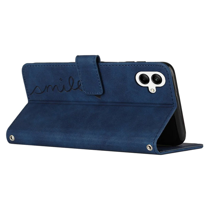 For Samsung Galaxy A06 4G Case Viewing Stand PU Leather Phone Cover Imprinted Pattern - Blue - 3