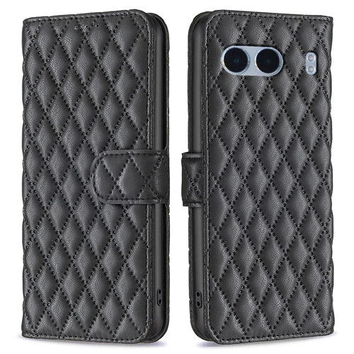 BINFEN COLOR BF Style-14 For OnePlus Nord 4 Case Rhombus Phone Leather Cover Stand - Black - 1