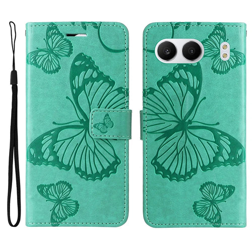 For OnePlus Nord 4 Wallet Case Floral Butterfly Imprinted Leather Phone Cover Stand - Green - 1