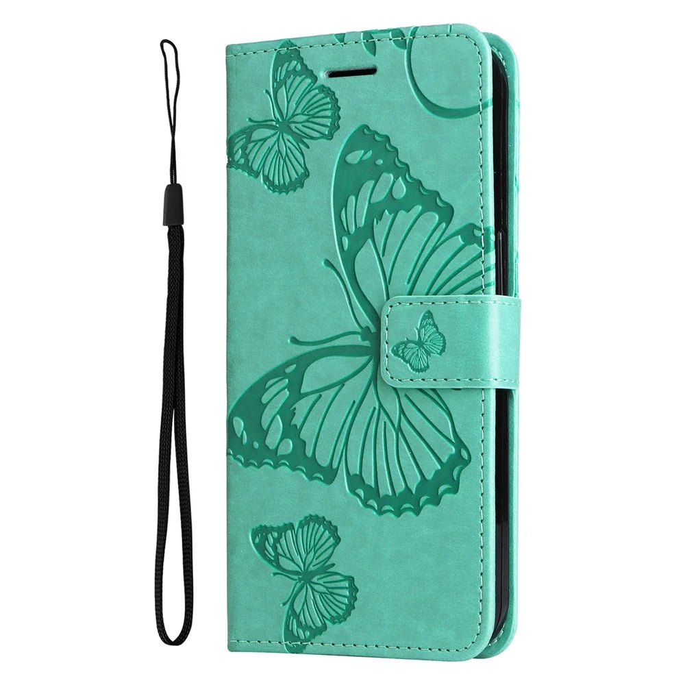 For OnePlus Nord 4 Wallet Case Floral Butterfly Imprinted Leather Phone Cover Stand - Green - 7