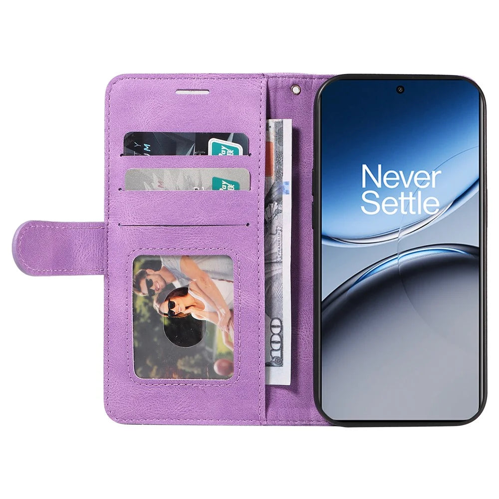 For OnePlus Nord 4 Leather Case Wallet Stand Color Splicing Phone Cover  - Purple - 2