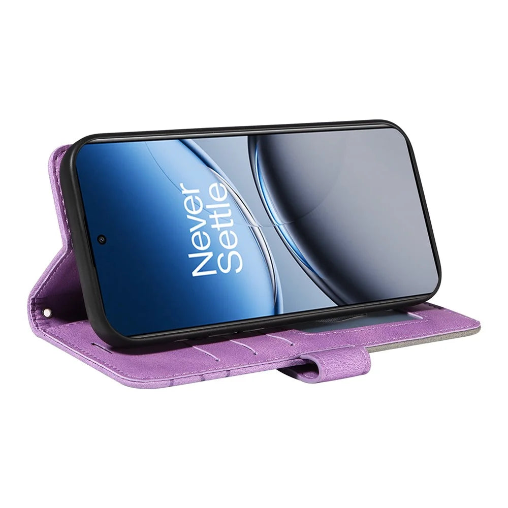 For OnePlus Nord 4 Leather Case Wallet Stand Color Splicing Phone Cover  - Purple - 3