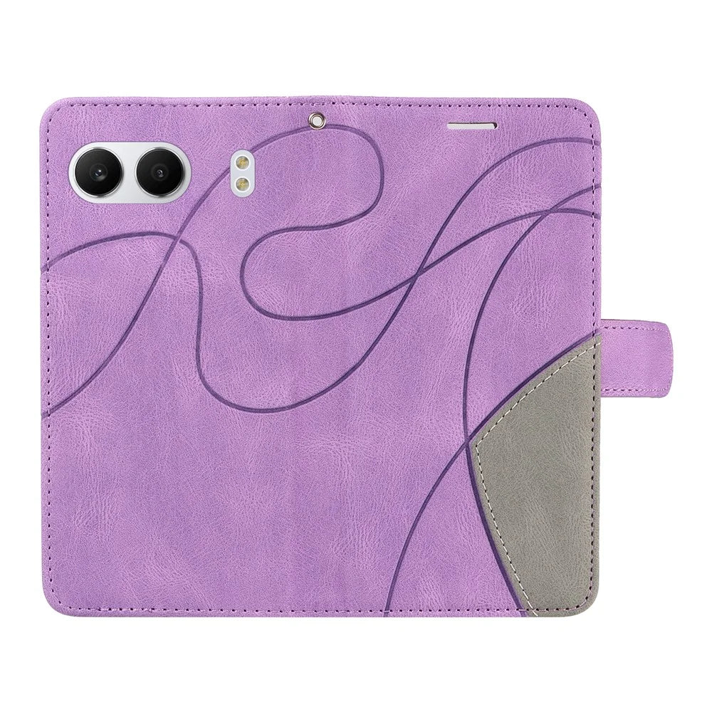 For OnePlus Nord 4 Leather Case Wallet Stand Color Splicing Phone Cover  - Purple - 5