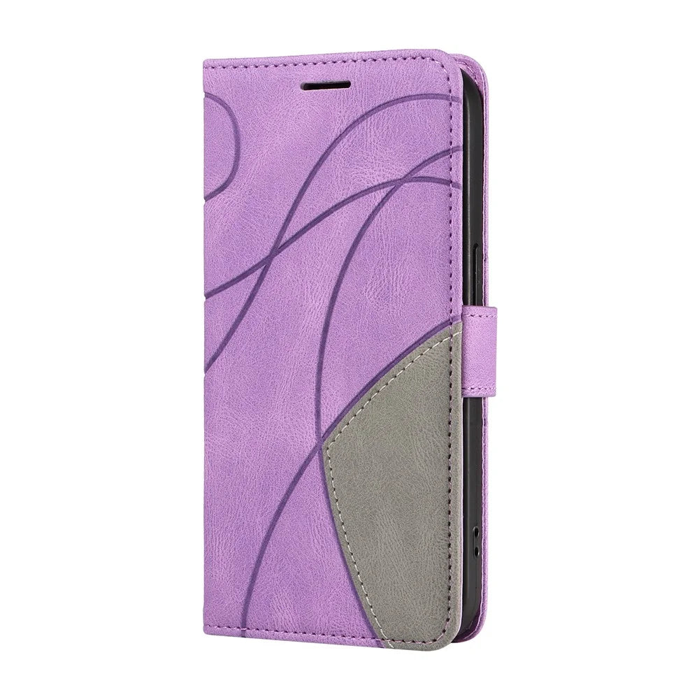 For OnePlus Nord 4 Leather Case Wallet Stand Color Splicing Phone Cover  - Purple - 7