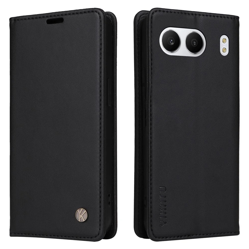 YIKATU YK-001 For OnePlus Nord 4 Case Stand Leather Phone Cover Strong Magnetic Closure - Black - 1
