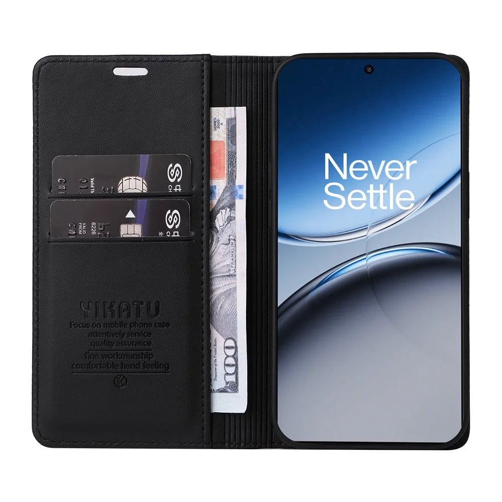 YIKATU YK-001 For OnePlus Nord 4 Case Stand Leather Phone Cover Strong Magnetic Closure - Black - 2