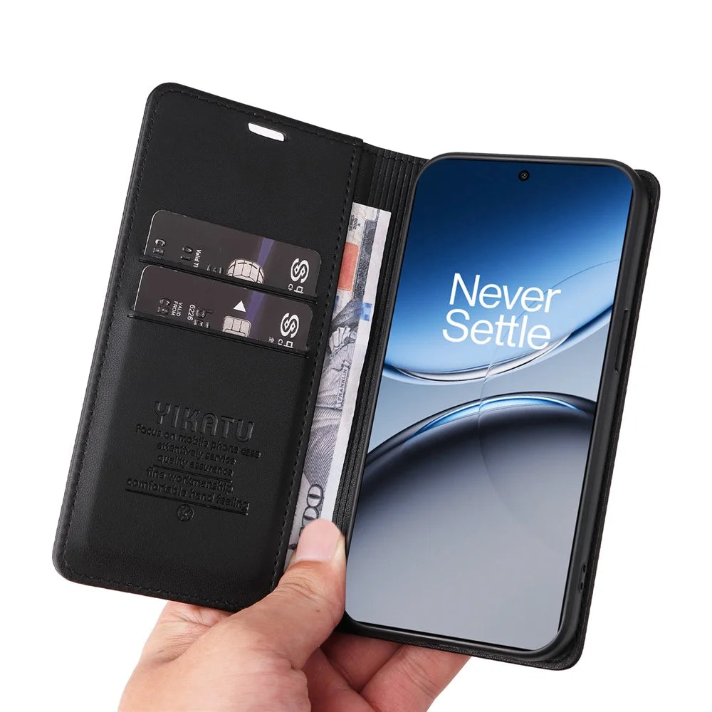 YIKATU YK-001 For OnePlus Nord 4 Case Stand Leather Phone Cover Strong Magnetic Closure - Black - 6
