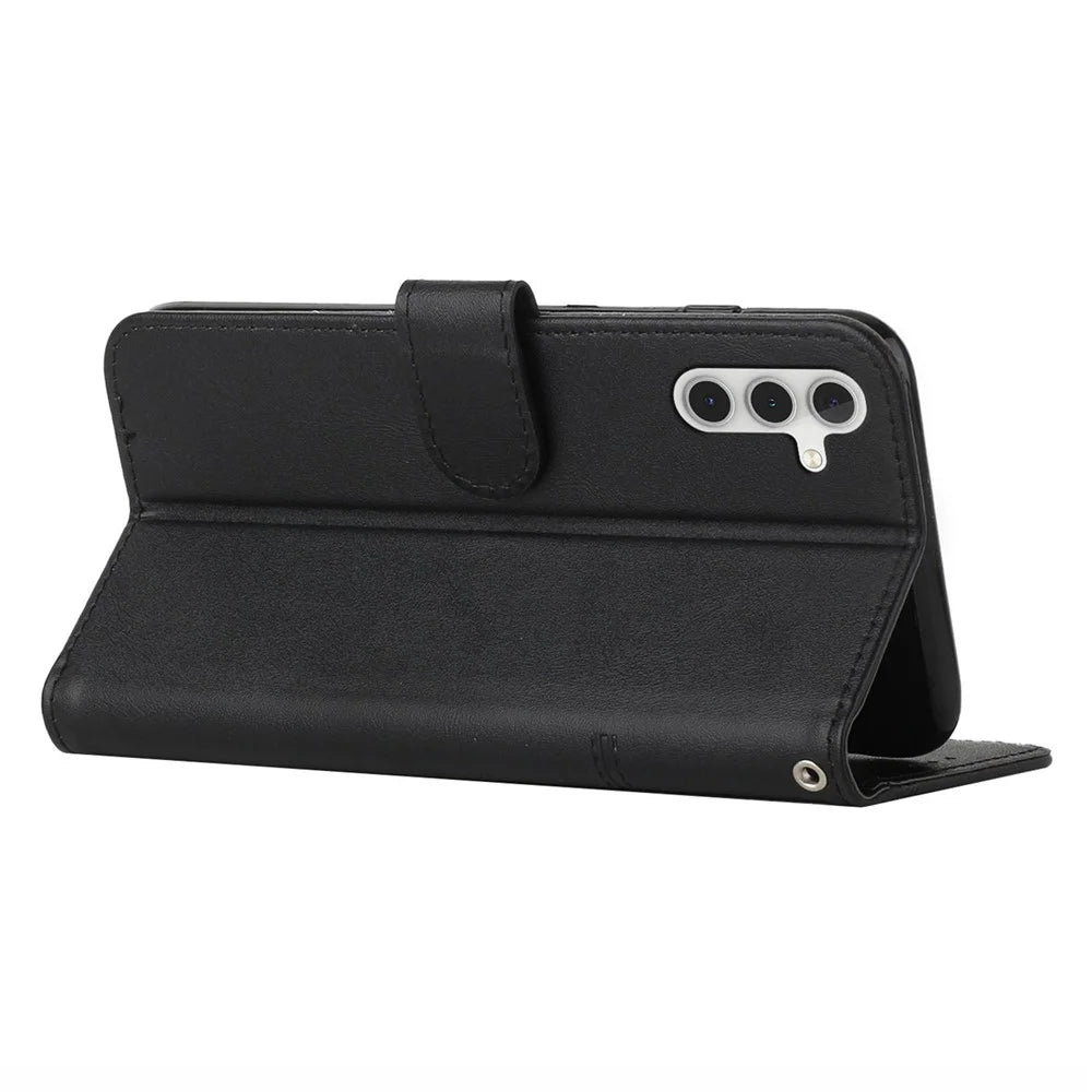 For Samsung Galaxy A18 5G / A18 4G / A17 5G / A17 4G / A26 5G / A16 5G / A16 4G Case Stand Flip Protective Leather Phone Cover - Black - 2