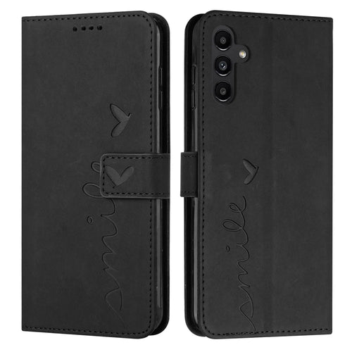 For Samsung Galaxy A18 5G / A18 4G / A17 5G / A17 4G / A26 5G / A16 5G / A16 4G Case Viewing Stand PU Leather Phone Cover Imprinted Pattern - Black - 1