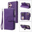 For iPhone 16 Magnetic Leather Case Mobile Cover with Detachable Zipper Wallet Strap - Purple - 1