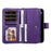 For iPhone 16 Magnetic Leather Case Mobile Cover with Detachable Zipper Wallet Strap - Purple - 3