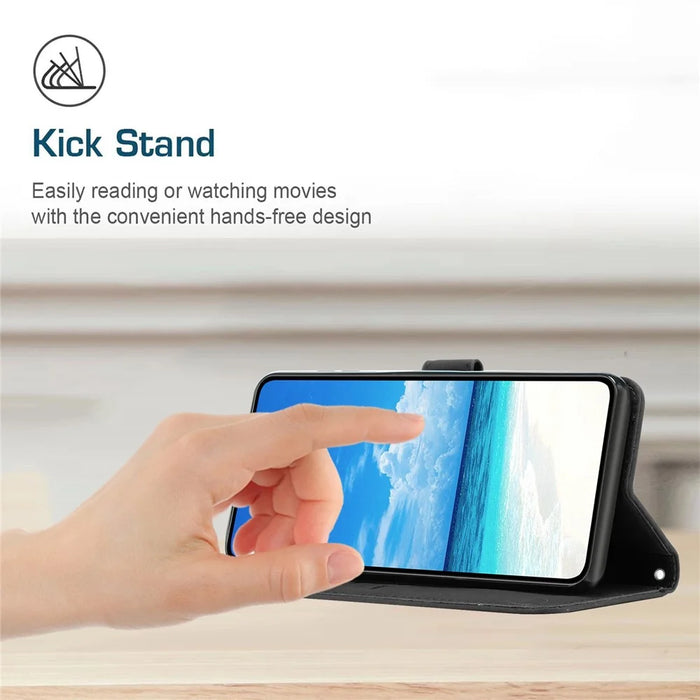 For Samsung Galaxy M35 5G Case Viewing Stand PU Leather Phone Cover Imprinted Pattern - Black - 4