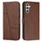 For Samsung Galaxy M35 5G Case Stand Flip Protective Leather Phone Cover - Brown - 1