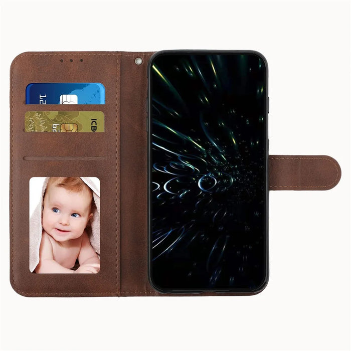 For Samsung Galaxy M35 5G Case Stand Flip Protective Leather Phone Cover - Brown - 2