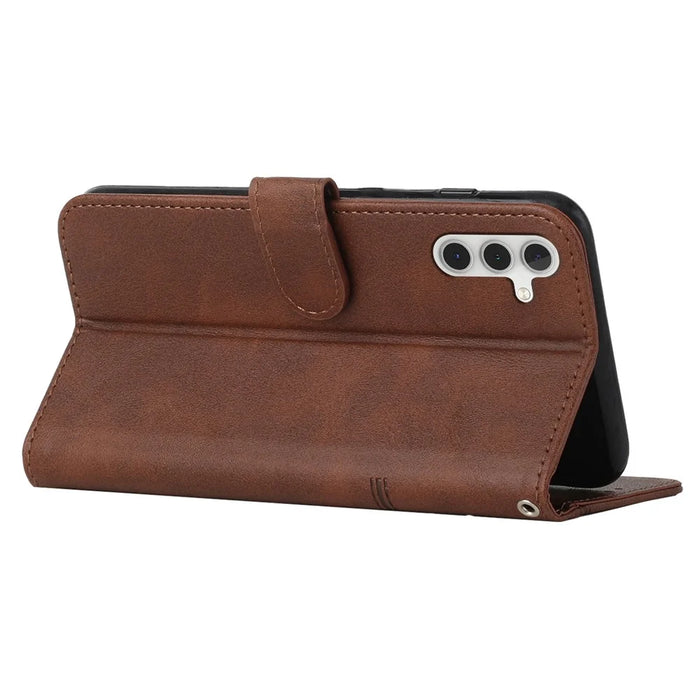 For Samsung Galaxy M35 5G Case Stand Flip Protective Leather Phone Cover - Brown - 3