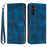 For Samsung Galaxy M35 5G Case Triangle Pattern Leather Phone Cover with Hand Strap Card Slots - Sapphire - 1