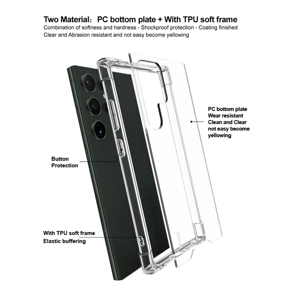 IMAK For Samsung Galaxy S24 Ultra Case PC+TPU Shockproof Clear Phone Cover - 3