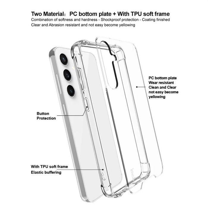 IMAK For Samsung Galaxy S23 FE Case PC+TPU Shockproof Clear Phone Cover - 3