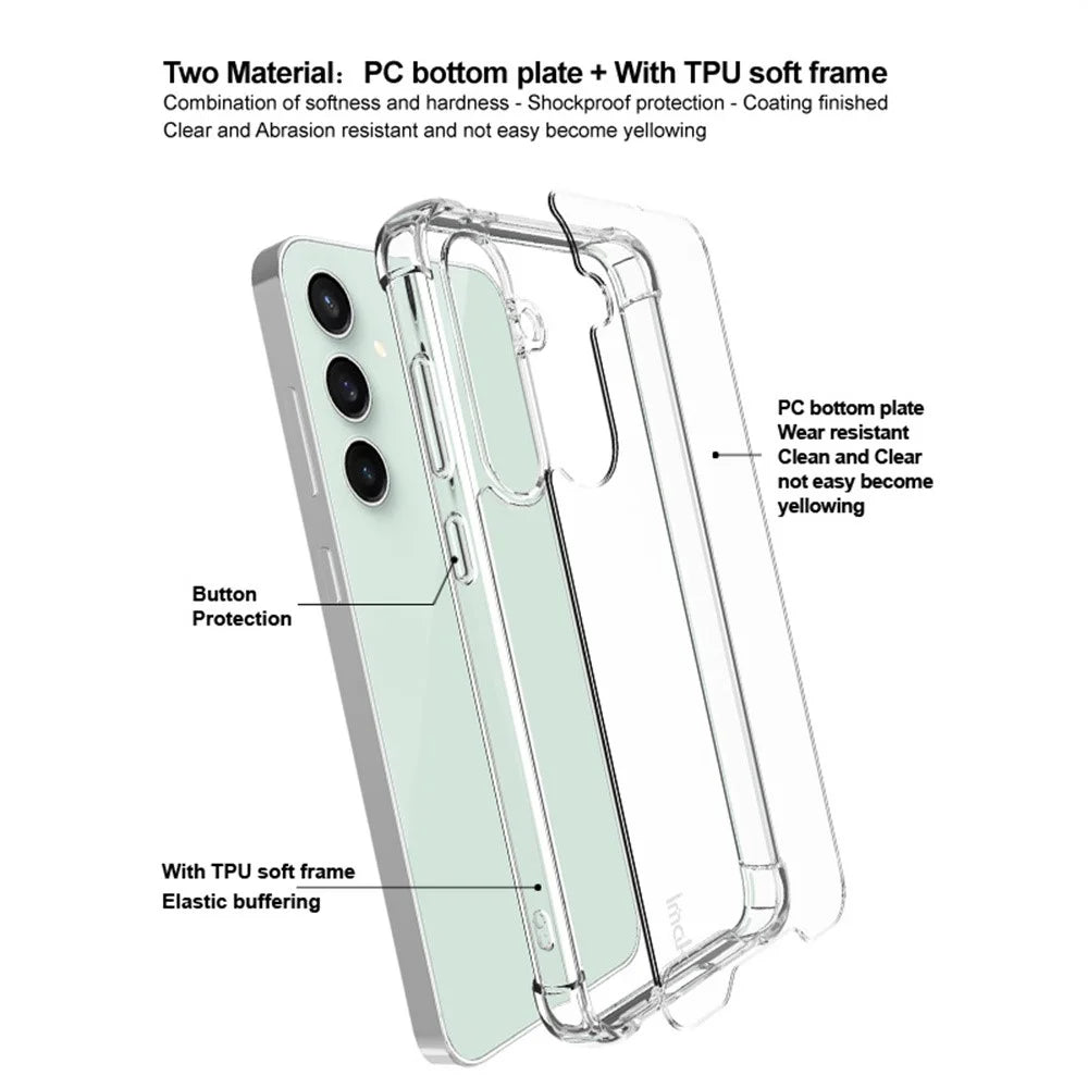 IMAK For Samsung Galaxy S24 FE Case PC+TPU Shockproof Clear Phone Cover - 3