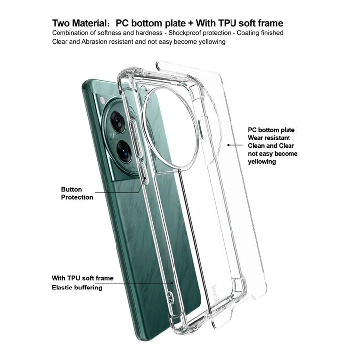 IMAK For OnePlus 12 5G Case PC+TPU Shockproof Clear Phone Cover - 2
