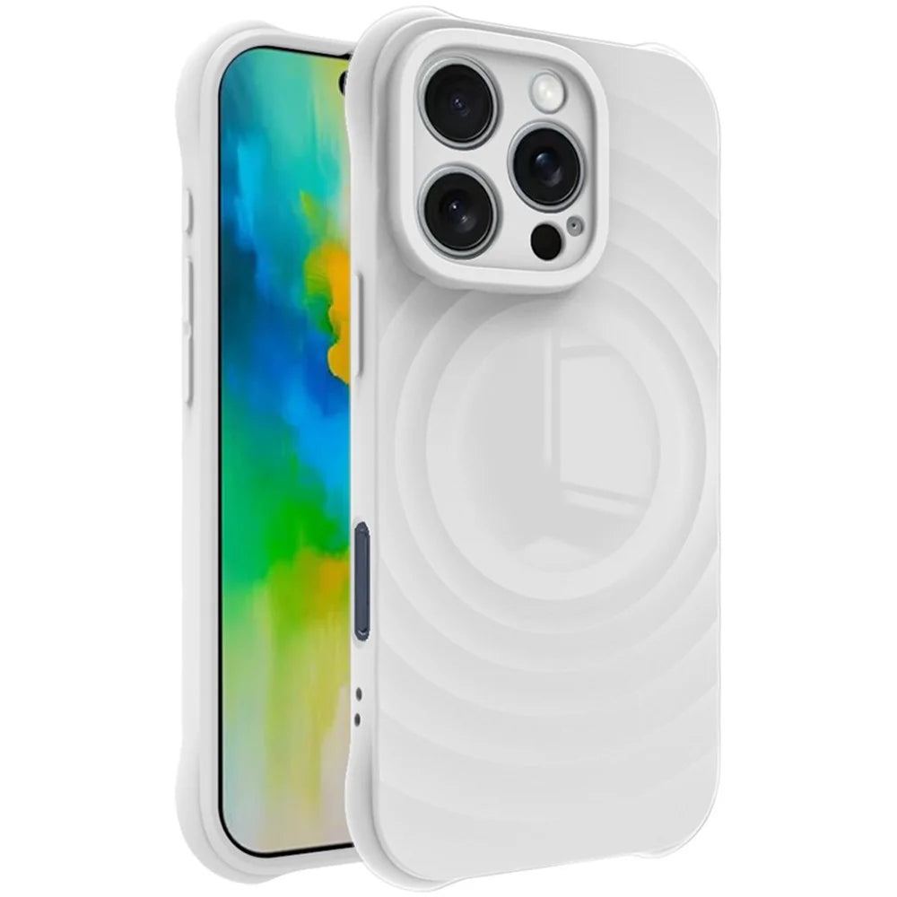 IMAK UC-6 Series for iPhone 16 Pro Max Case Water Drop Texture Anti-Skid Matte TPU Cover - Matte White - 1