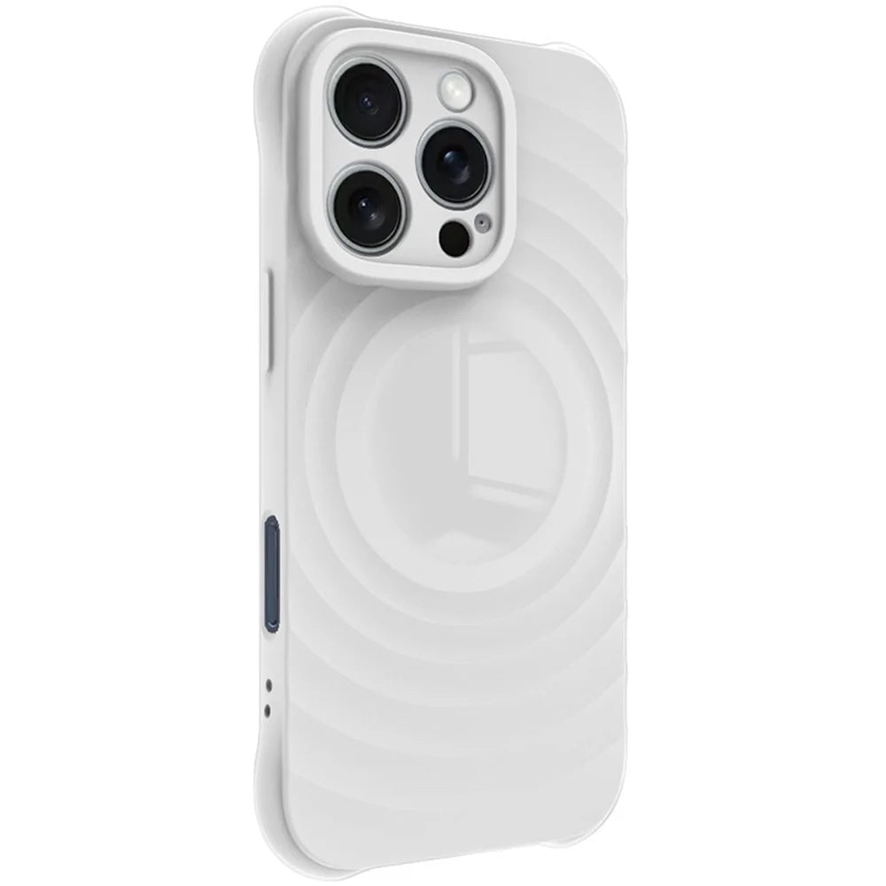 IMAK UC-6 Series for iPhone 16 Pro Max Case Water Drop Texture Anti-Skid Matte TPU Cover - Matte White - 3