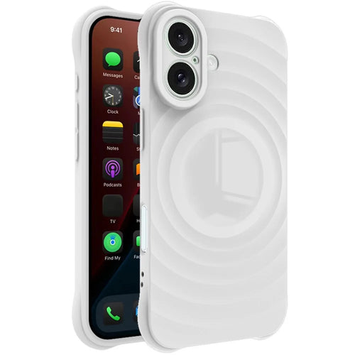 IMAK UC-6 Series for iPhone 16 Case Water Drop Texture Anti-Skid Matte TPU Cover - Matte White - 1