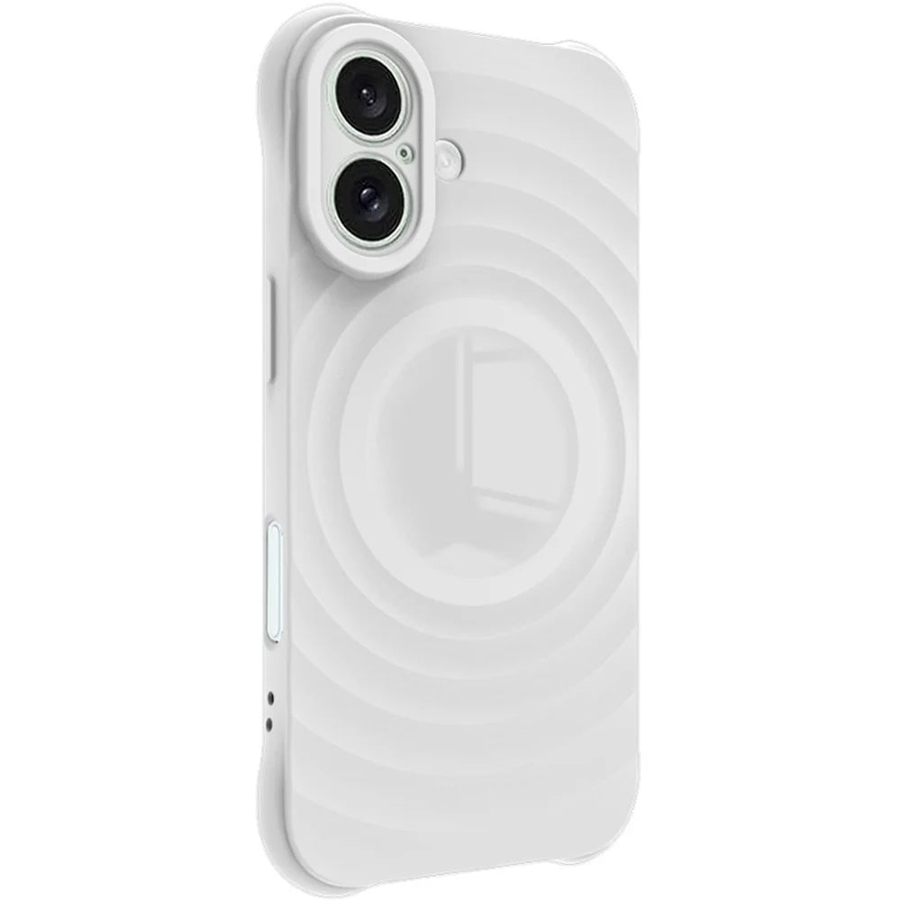 IMAK UC-6 Series for iPhone 16 Case Water Drop Texture Anti-Skid Matte TPU Cover - Matte White - 3