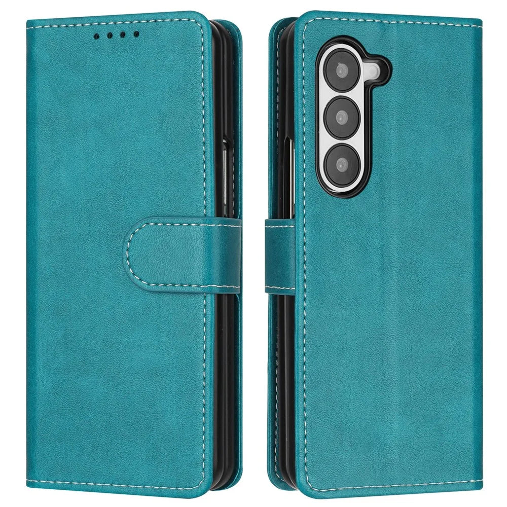 For Samsung Galaxy Z Fold5 5G Case Stand Wallet Folio PU Leather Phone Cover - Green - 1