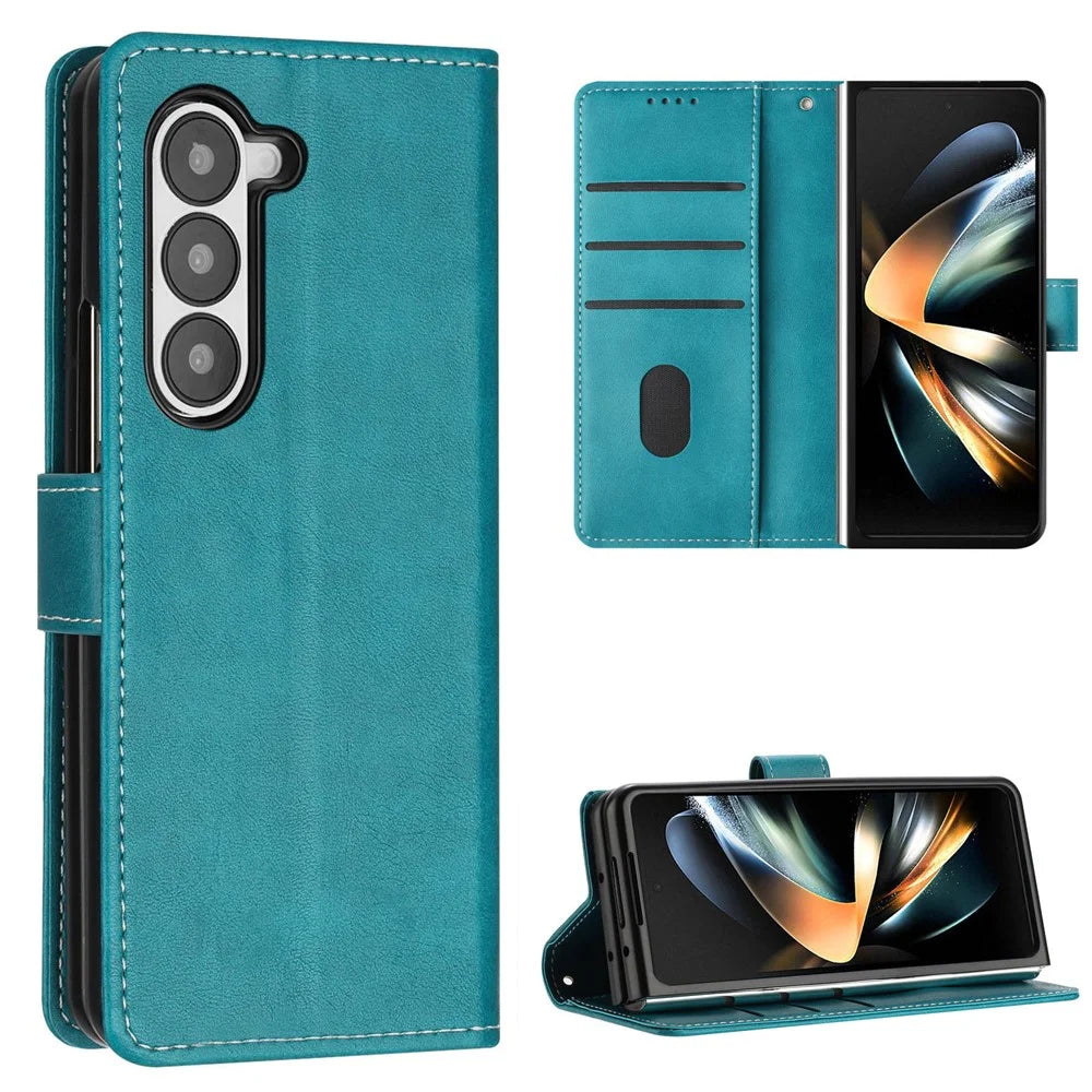 For Samsung Galaxy Z Fold5 5G Case Stand Wallet Folio PU Leather Phone Cover - Green - 4