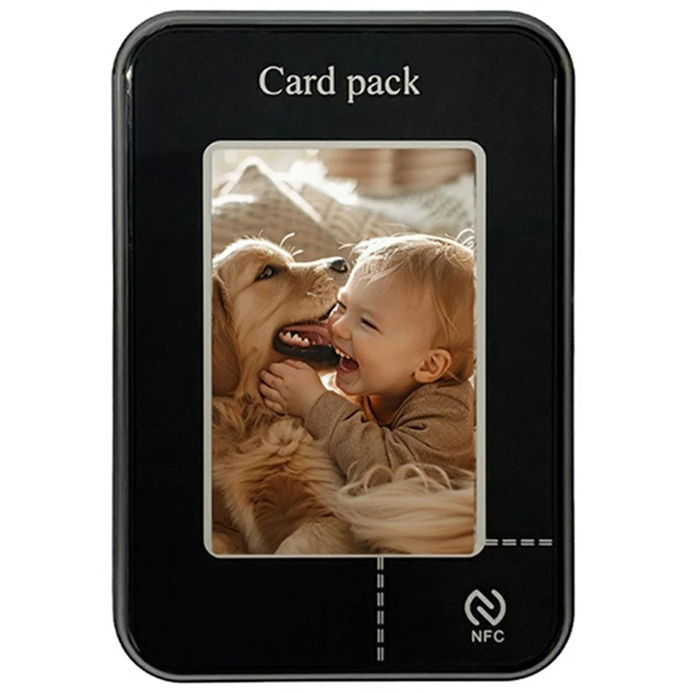 Four Color Display E Ink Card Holder PC+TPU NFC Projection Magnetic E Ink Card Bag Wallet - Black - 2