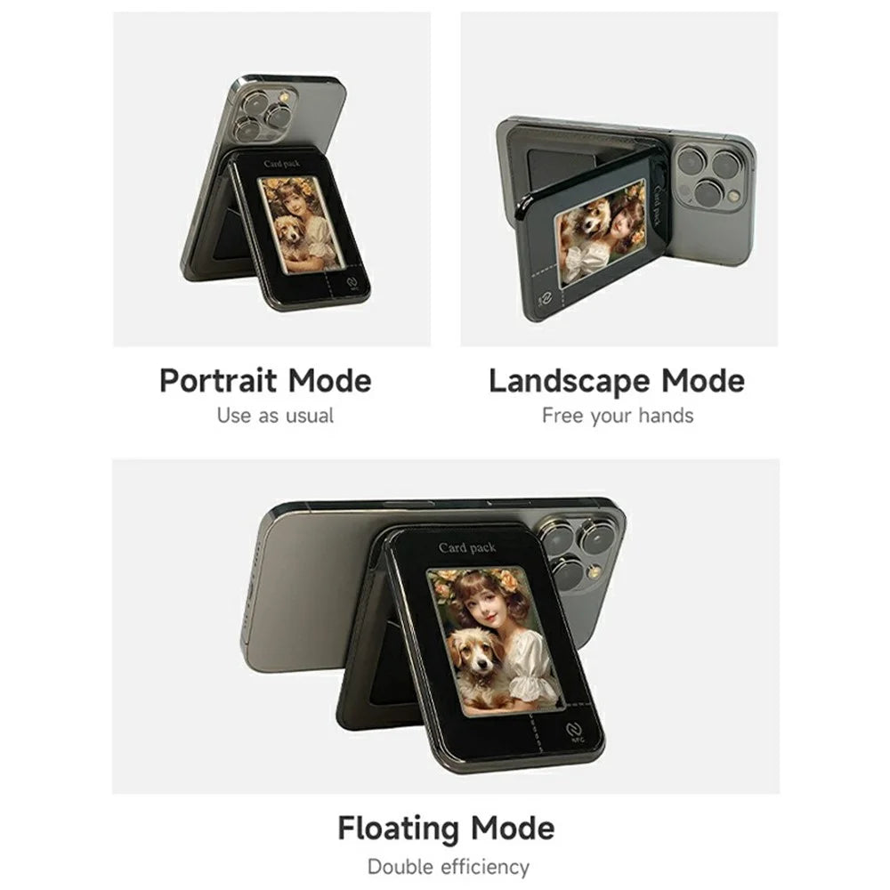 Four Color Display E Ink Card Holder PC+TPU NFC Projection Magnetic E Ink Card Bag Wallet - Black - 5