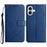 For iPhone 16 Leather Case Line Pattern Wallet Phone Cover - Blue - 1