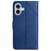 For iPhone 16 Leather Case Line Pattern Wallet Phone Cover - Blue - 7