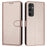 For Samsung Galaxy S24 FE Wallet Phone Case Leather Stand Cover with Strap - Rose Gold - 1