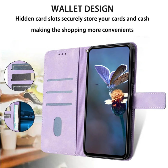 For iPhone 16 Pro Max Case Triangle Imprinted Anti-Scratch Phone Wallet Cover - Purple - 2