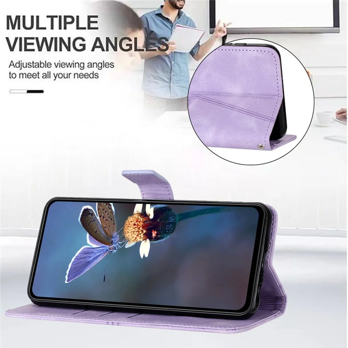 For iPhone 16 Pro Max Case Triangle Imprinted Anti-Scratch Phone Wallet Cover - Purple - 3