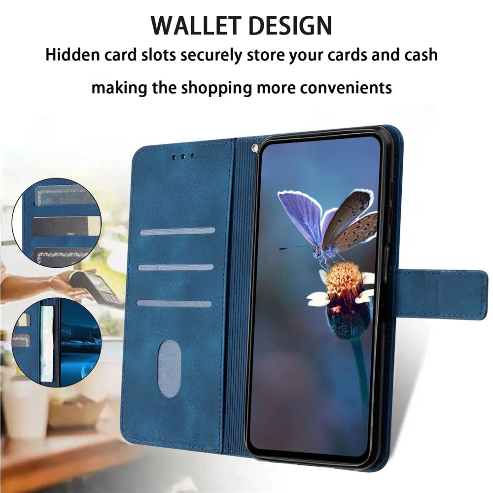 For iPhone 16 Plus Case Triangle Imprinted Anti-Scratch Phone Wallet Cover - Blue - 2