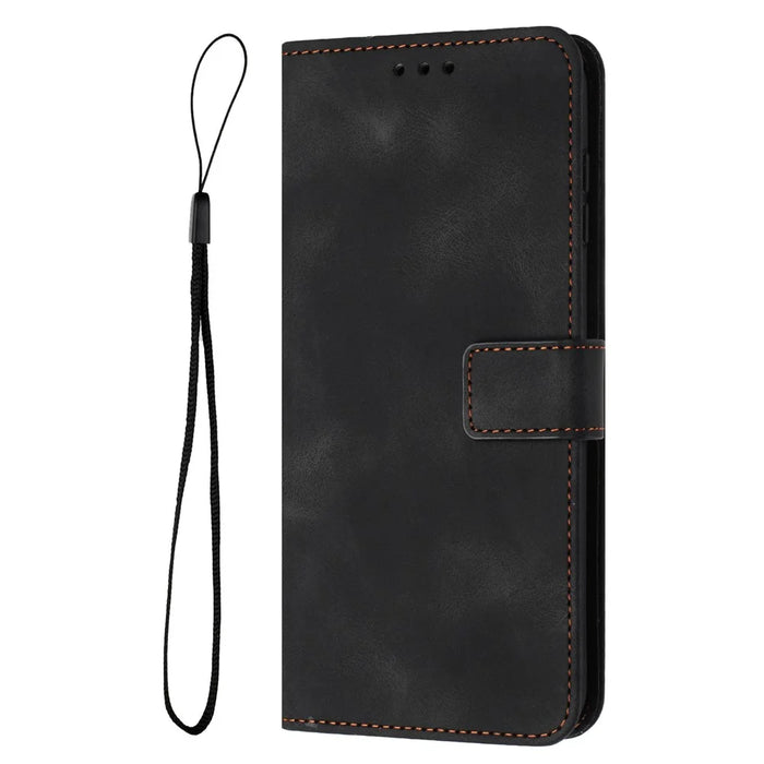 For iPhone 16 Pro Leather Case Solid Color Wallet Protective Phone Cover - Black - 7