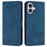For iPhone 16 Leather Case Solid Color Wallet Protective Phone Cover - Blue - 1