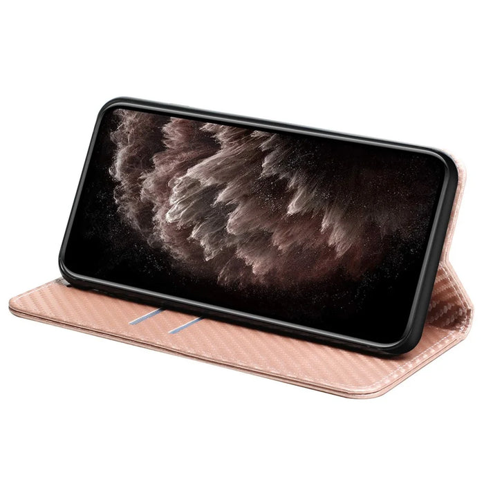 For iPhone 16 Pro Max Case Leather Flip Phone Cover Stand Strong Magnetic Closure - Rose Gold - 3