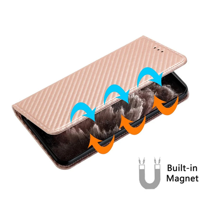 For iPhone 16 Pro Max Case Leather Flip Phone Cover Stand Strong Magnetic Closure - Rose Gold - 4