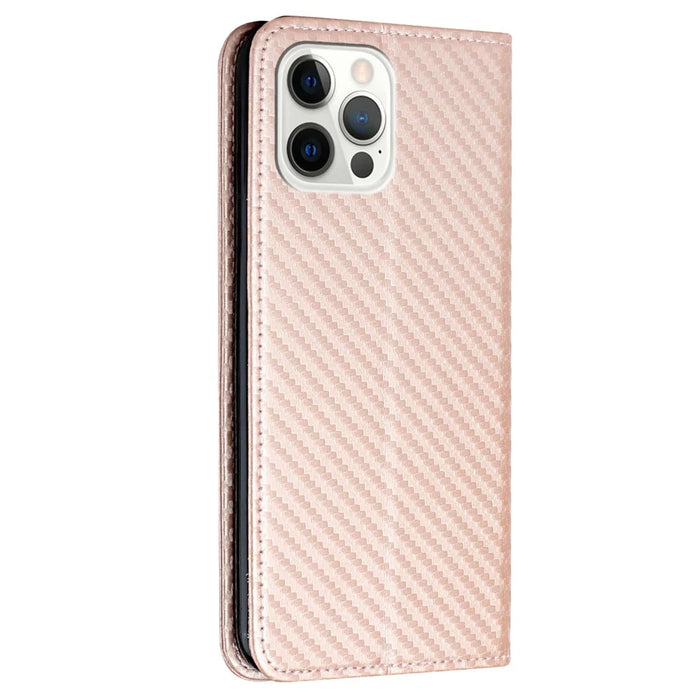 For iPhone 16 Pro Max Case Leather Flip Phone Cover Stand Strong Magnetic Closure - Rose Gold - 7