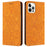 For iPhone 16 Pro Case Imprinted Flower Wallet Stand Leather Phone Cover - Yellow - 1