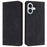 For iPhone 16 Case Imprinted Flower Wallet Stand Leather Phone Cover - Black - 1