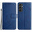 For Samsung Galaxy S24 FE Leather Case Line Pattern Wallet Phone Cover - Blue - 1
