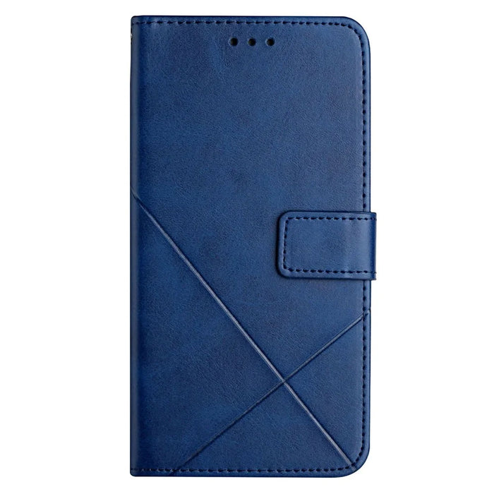 For Samsung Galaxy S24 FE Leather Case Line Pattern Wallet Phone Cover - Blue - 6