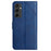 For Samsung Galaxy S24 FE Leather Case Line Pattern Wallet Phone Cover - Blue - 7