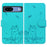 For Google Pixel 8a Case Wallet Cat Pattern Imprinted Leather Phone Cover - Lake Blue - 1